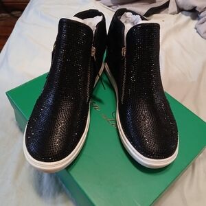 Lauren Lorraine Black Glitter Sneakers